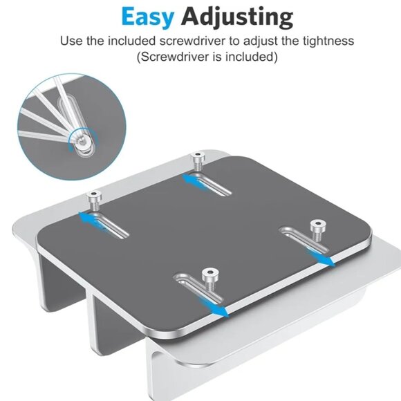 OMOTON ADJUSTABLE DOUBLE VERTICAL LAPTOP STAND- SILVER ALUMINUM DOCK - Picture 5 of 12